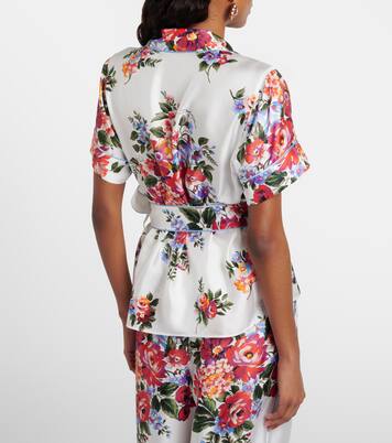 Floral silk twill wrap top | Dolce&Gabbana