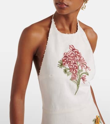 Balsa Cordillera floral linen midi dress | Agua by Agua Bendita