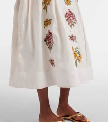 Balsa Cordillera floral linen midi dress | Agua by Agua Bendita