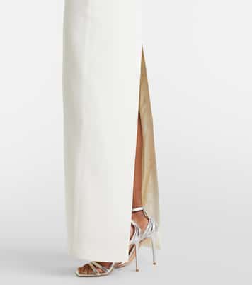 Bow-detail lace-trimmed cady gown | Alessandra Rich