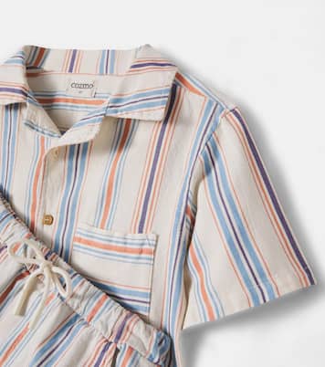 Iro striped cotton bowling shirt and shorts set | Cozmo