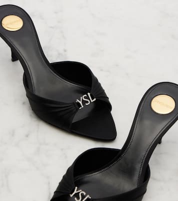 Jerry 60 embellished crêpe satin mules | Saint Laurent