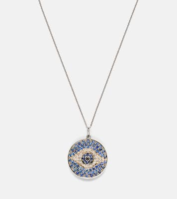 Collana Dawn in oro bianco 18kt con diamanti e zaffiri | Ileana Makri