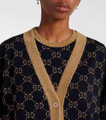 Cárdigan en mezcla de algodón y lamé | Gucci