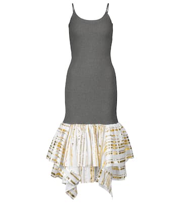 Vestido midi de algodón y satén | JW Anderson