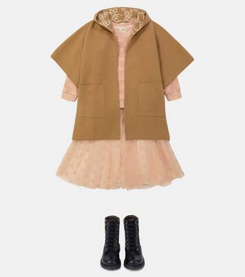 FF Karligraphy wool-blend cape | Fendi Kids