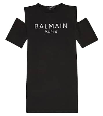 Abito con spalle scoperte e logo | Balmain Kids