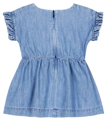 Baby - Abito in chambray di cotone con ricamo | Moschino Kids