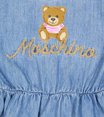 Baby - Abito in chambray di cotone con ricamo | Moschino Kids