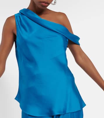 Top monospalla Lexy in raso drappeggiato | Simkhai