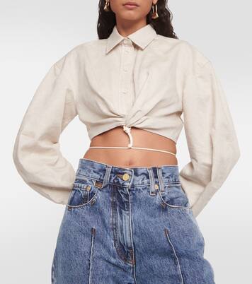 Camicia cropped Plidao in lino e cotone | Jacquemus