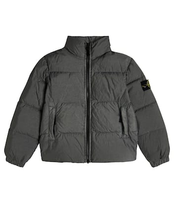 Logo patch down jacket | Stone Island Junior