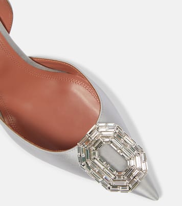 Verzierte Slingback-Pumps Camelia 90 aus Satin | Amina Muaddi