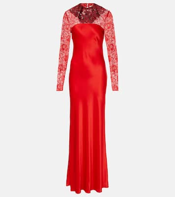 Robe longue en soie mélangée et dentelle | Rodarte