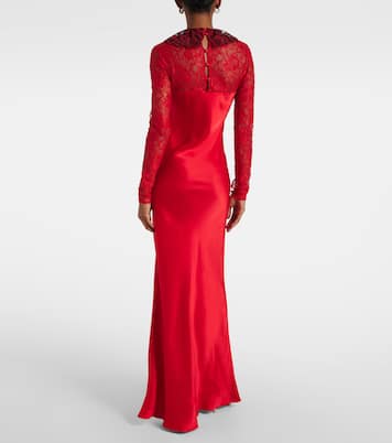Robe longue en soie mélangée et dentelle | Rodarte