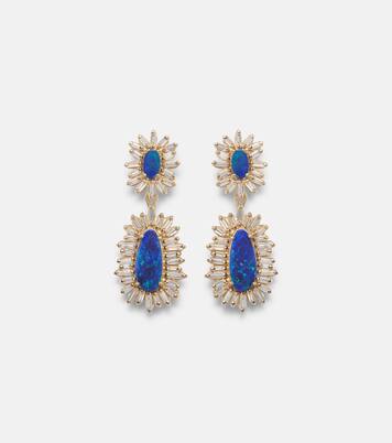 Boucles d'oreilles en or 18 ct, opales et diamants | Suzanne Kalan