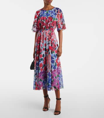 Floral gathered midi dress | Carolina Herrera
