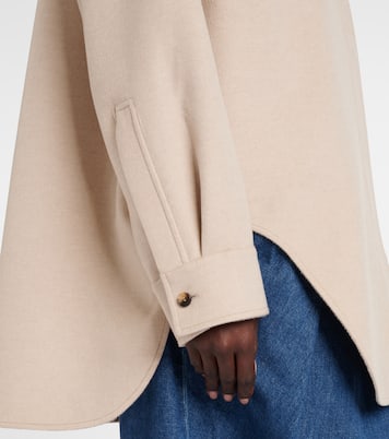 Hemdjacke aus Wolle und Kaschmir mit Leder | Loewe