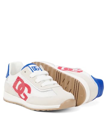 DG suede-trimmed sneakers | Dolce&Gabbana Kids