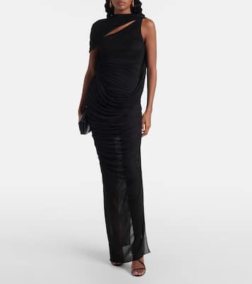 Draped open-back jersey maxi dress | Mugler