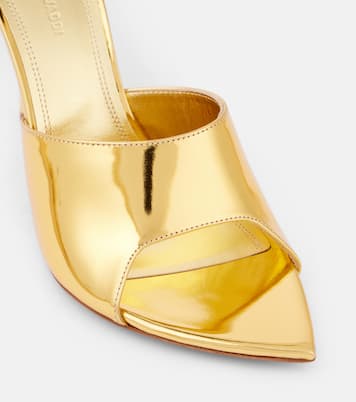 Mules Bianca 95 in pelle metallizzata | Amina Muaddi