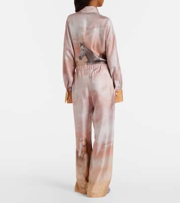 Pantalon palazzo imprimé en soie | The Attico