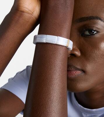 14kt gold beaded bracelet with agate and diamonds | Sydney Evan