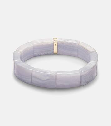 14kt gold beaded bracelet with agate and diamonds | Sydney Evan