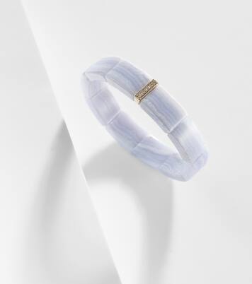 14kt gold beaded bracelet with agate and diamonds | Sydney Evan