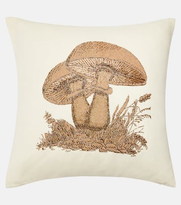 Botanist Mushrooms Large linen cushion | Jonathan Adler