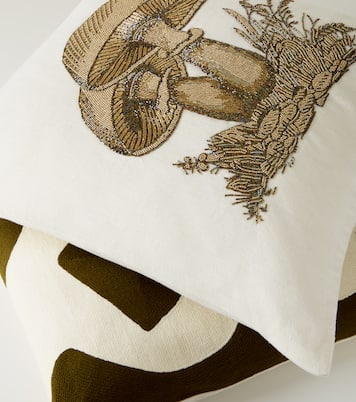 Botanist Mushrooms Large linen cushion | Jonathan Adler