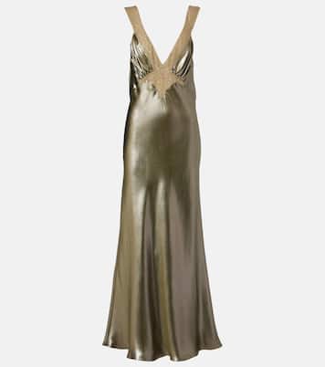 Lace-trimmed silk charmeuse slip dress | Saint Laurent