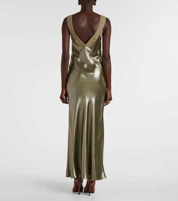 Lace-trimmed silk charmeuse slip dress | Saint Laurent