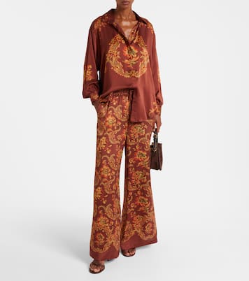 Seraphina printed silk wide-leg pants | Alémais