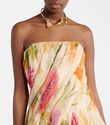Vestido bustier de fiesta de organza de seda floral | Carolina Herrera