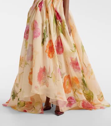 Vestido bustier de fiesta de organza de seda floral | Carolina Herrera