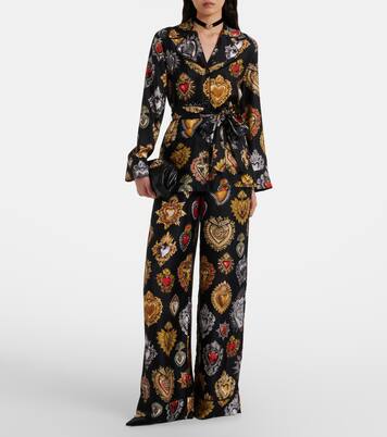 Camisa Devotion de sarga de seda con cinturón | Dolce&Gabbana