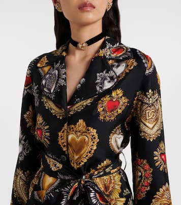 Camisa Devotion de sarga de seda con cinturón | Dolce&Gabbana