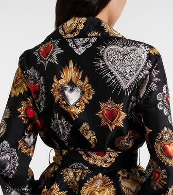 Camisa Devotion de sarga de seda con cinturón | Dolce&Gabbana