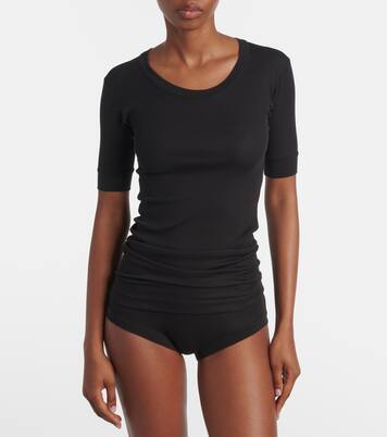 Ribbed-knit cotton-blend top | Calvin Klein