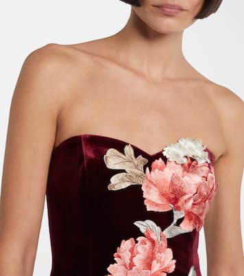 Besticktes Minikleid Rosario aus Samt | Leo Lin