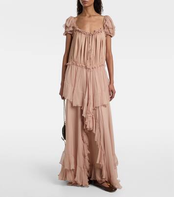 Ruffled silk gown | Chloé