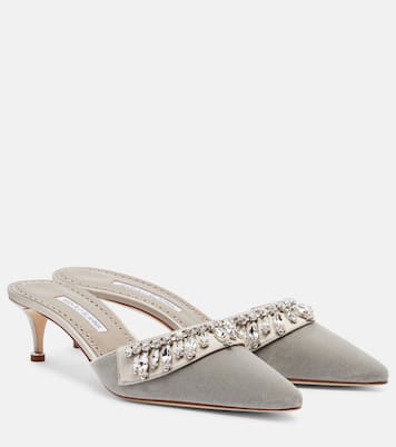 Tulipe 50 embellished velvet mules | Manolo Blahnik