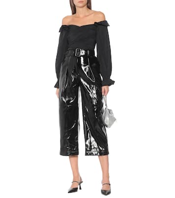 High-rise faux patent-leather pants | Self-Portrait