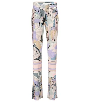 Printed high-rise straight jersey pants | Pucci