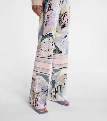 Printed high-rise straight jersey pants | Pucci