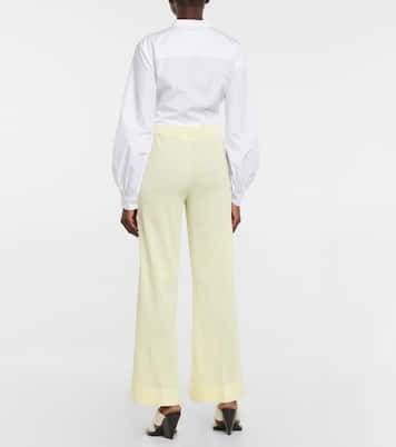 Pantalon ample à taille haute en coton mélangé | Jil Sander