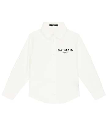 Camisa de algodón con logo | Balmain Kids