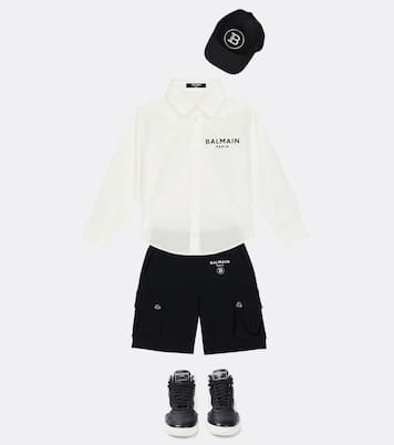 Camisa de algodón con logo | Balmain Kids
