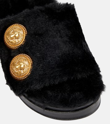 Sandali in pelle e pelliccia sintetica | Balmain